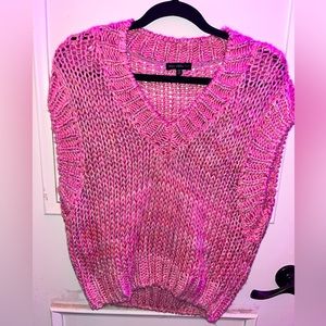 NWOT Ever After. Pink and purple knitted sweater vest. Cap sleeves.